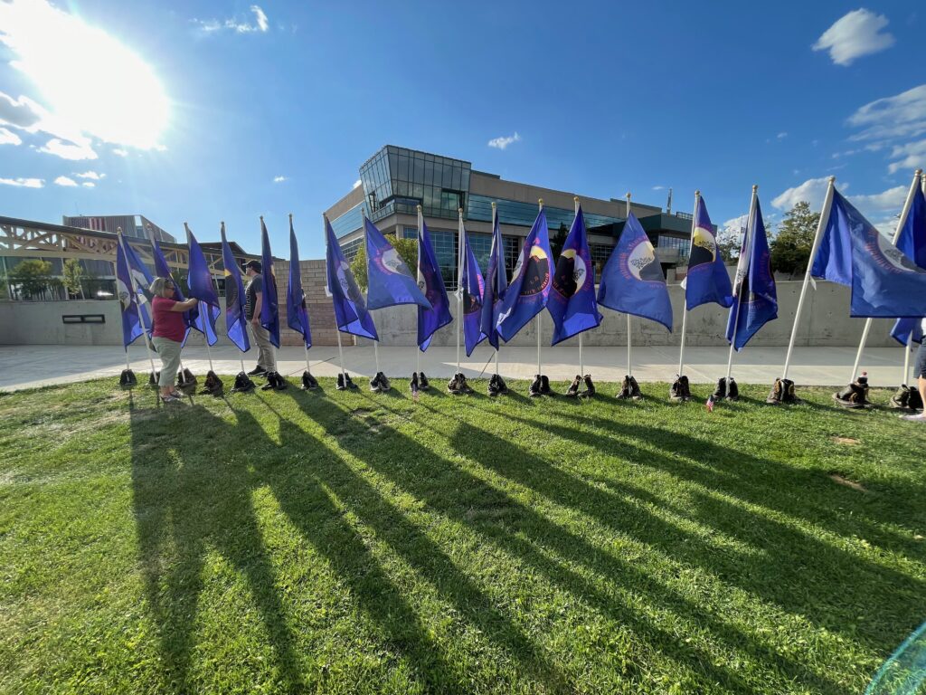 Flags representing the Granite Mountain Hotshots crew