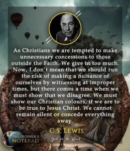 meme quoting C. S. Lewis on publicly confessing Christ