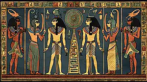 wall painting of Egyptian gods