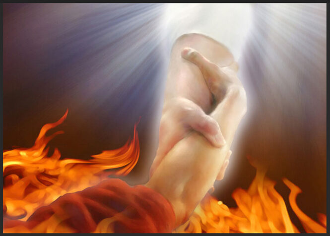 Jesus rescuing from the flames