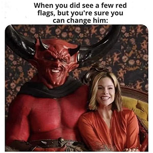 dating the devil red flags meme